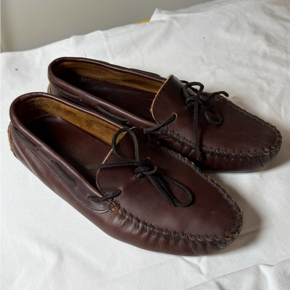 Minnetonka Size 10 Genuine Leather Rich Brown Slip On Driver Loafer Shoes main image 7